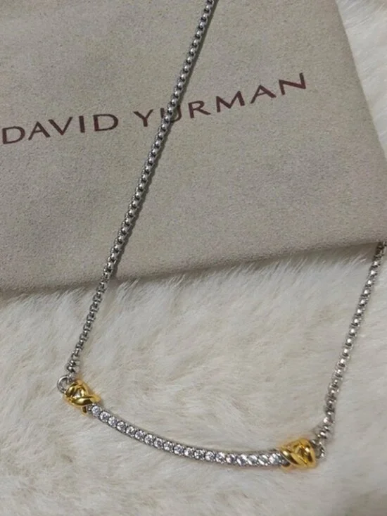 David Yurman Silver and Gold Necklace - Picture 1 of 6